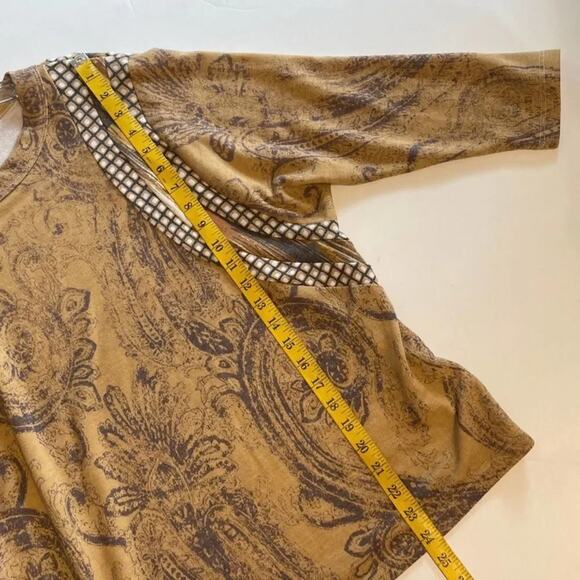 Bucket List Soft Boho Top — Mixed Print in Camel Paisley & Plaid, Size XL - Picture 6 of 6